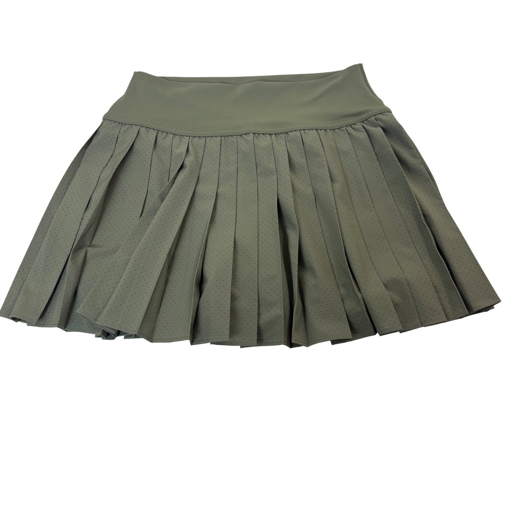 OFFLINE by Aerie Pleated Tennis Skort Women Medium Green Perforated Activewear